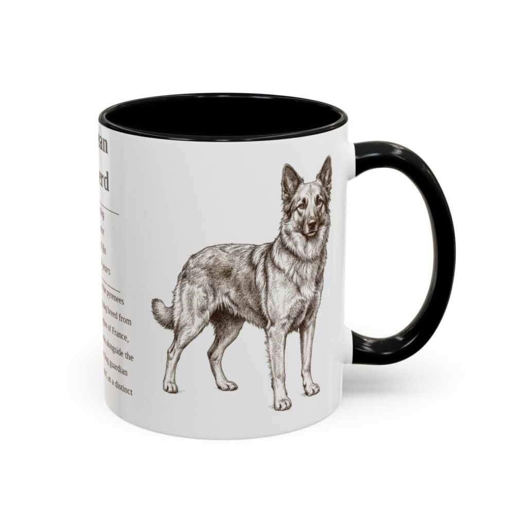 11oz Pyrenean Shepherd Mug, Black, right side view