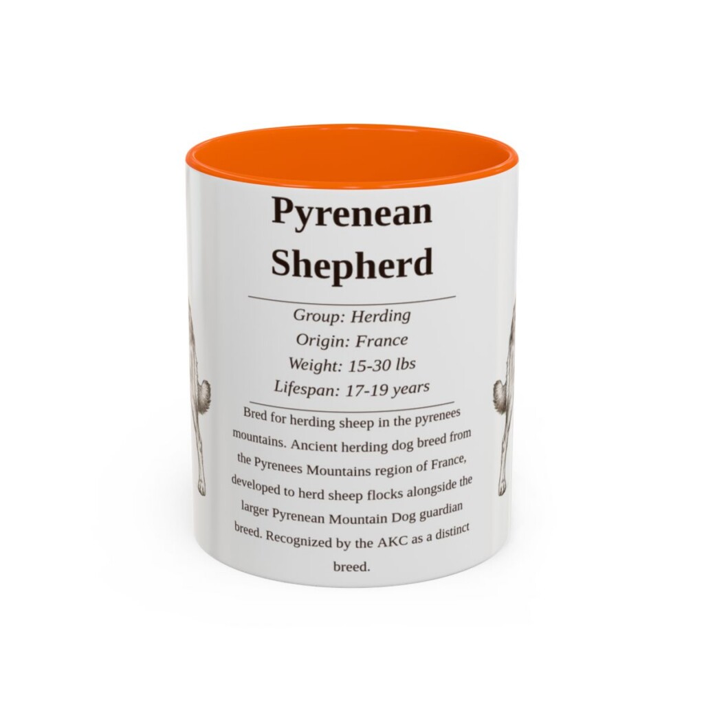 11oz Pyrenean Shepherd Mug, Orange, front view