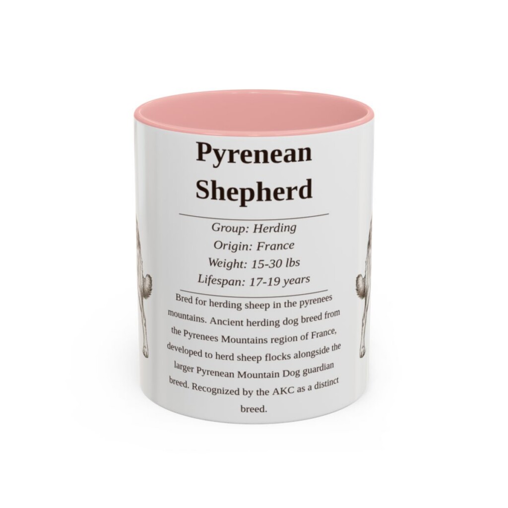 11oz Pyrenean Shepherd Mug, Pink, front view