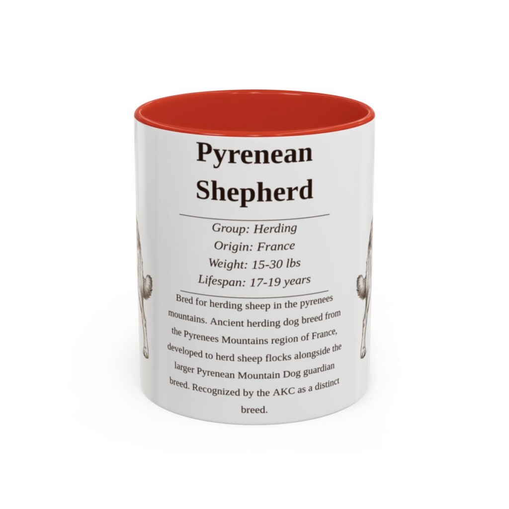 11oz Pyrenean Shepherd Mug, Red, front view
