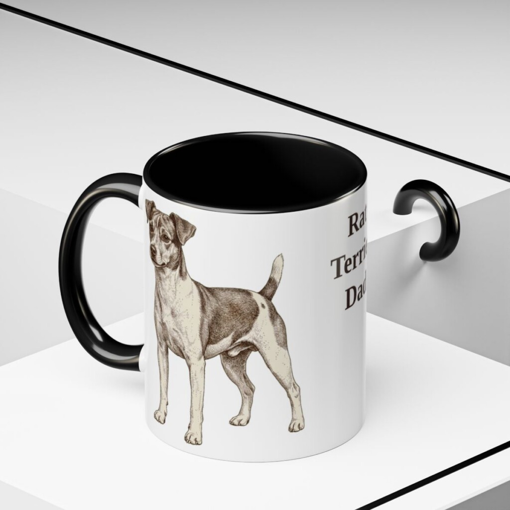 11oz Rat Terrier Dog Dad Mug, Black, lifestyle photo