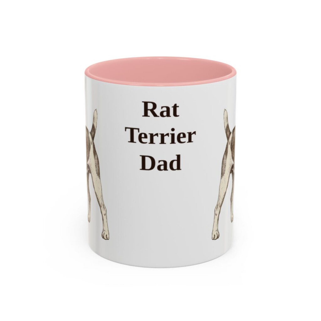 11oz Rat Terrier Dog Dad Mug, Pink, front view
