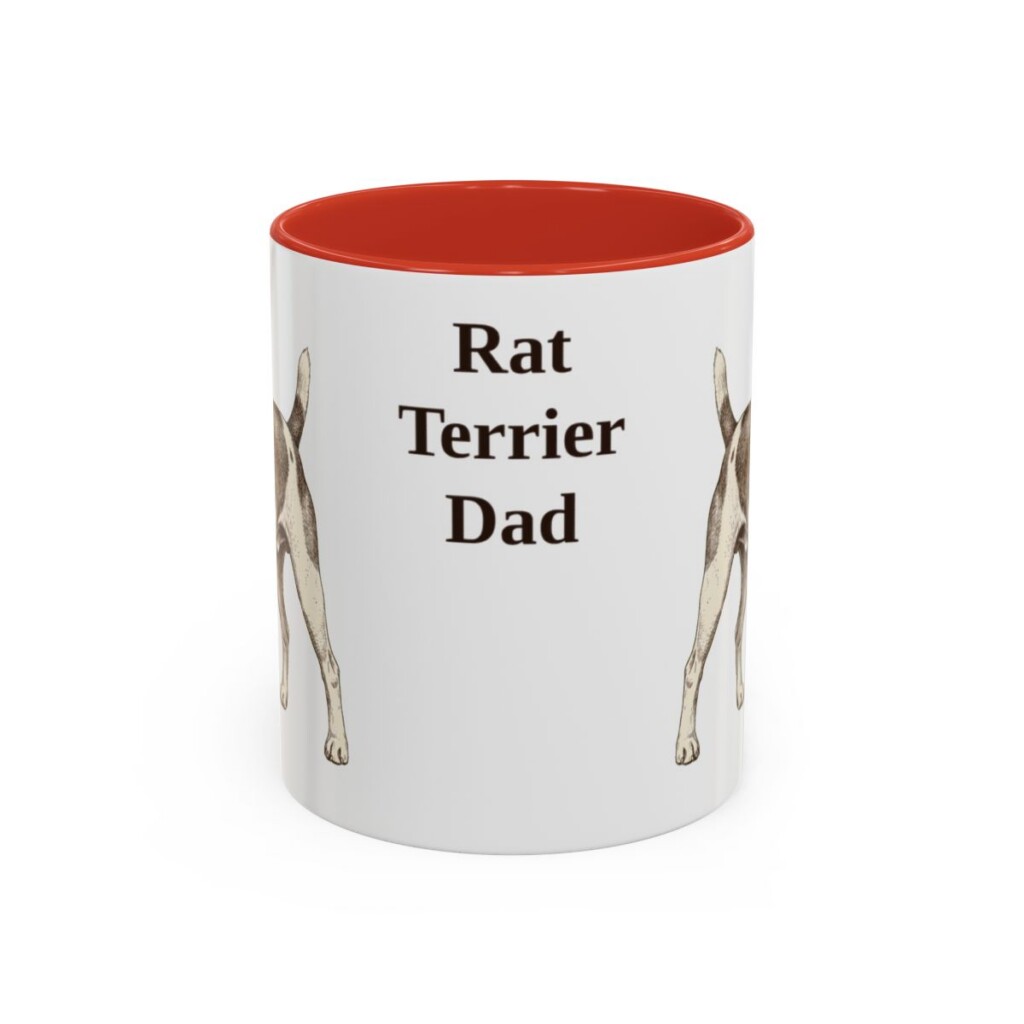 11oz Rat Terrier Dog Dad Mug, Red, front view