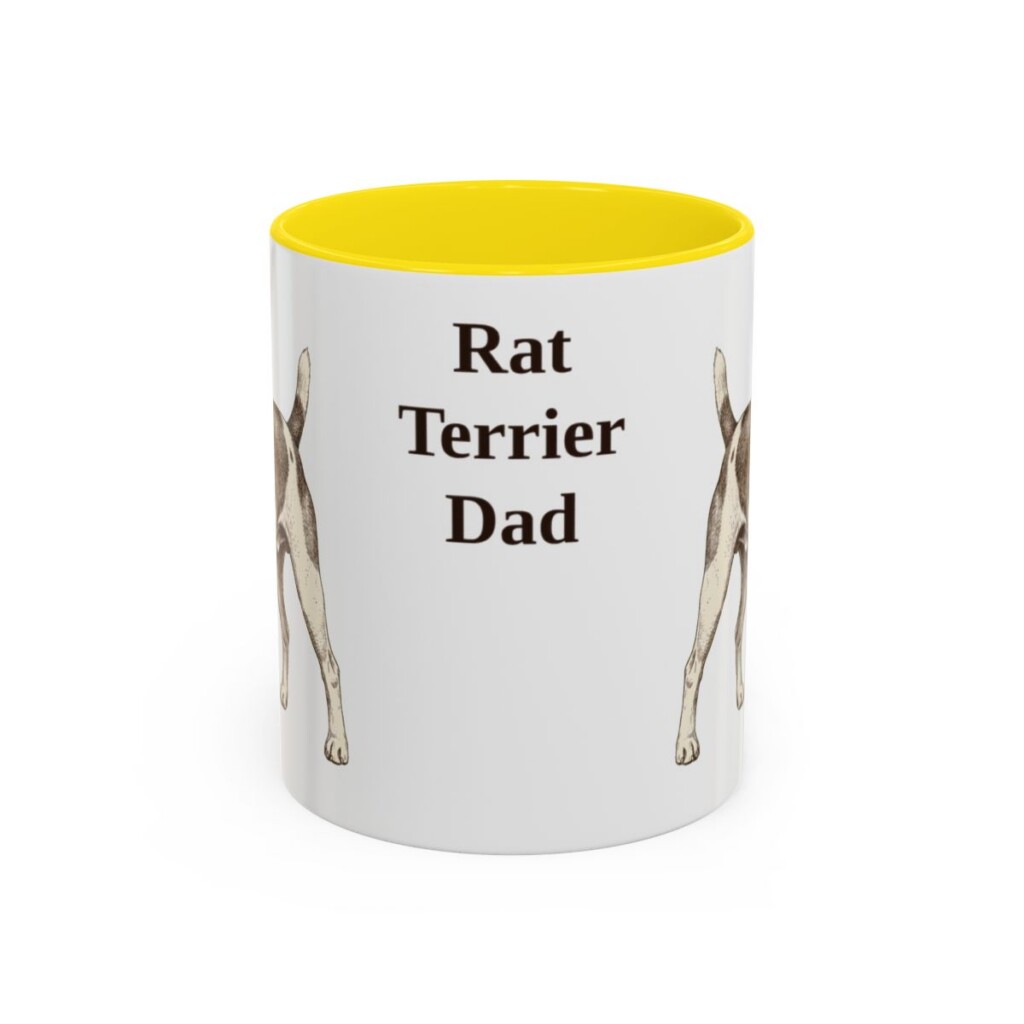 11oz Rat Terrier Dog Dad Mug, Yellow, front view