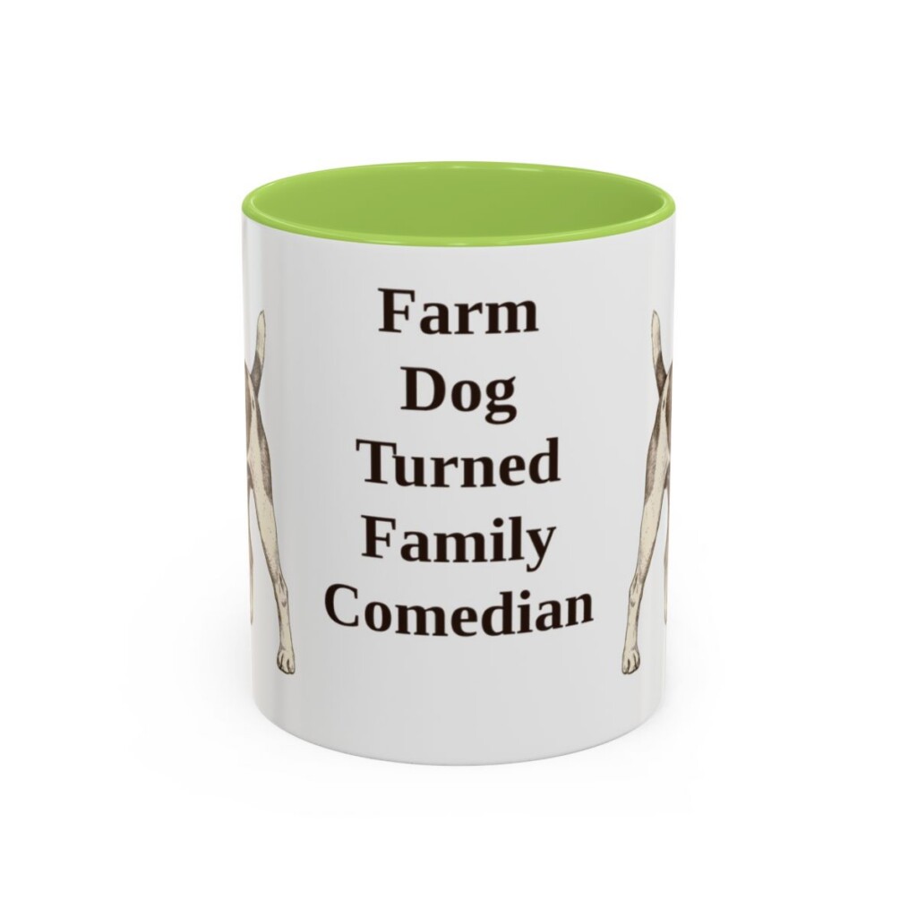 11oz-rat-terrier-mug-humor-light-green 11oz Funny Rat Terrier Mug, Light Green, front view