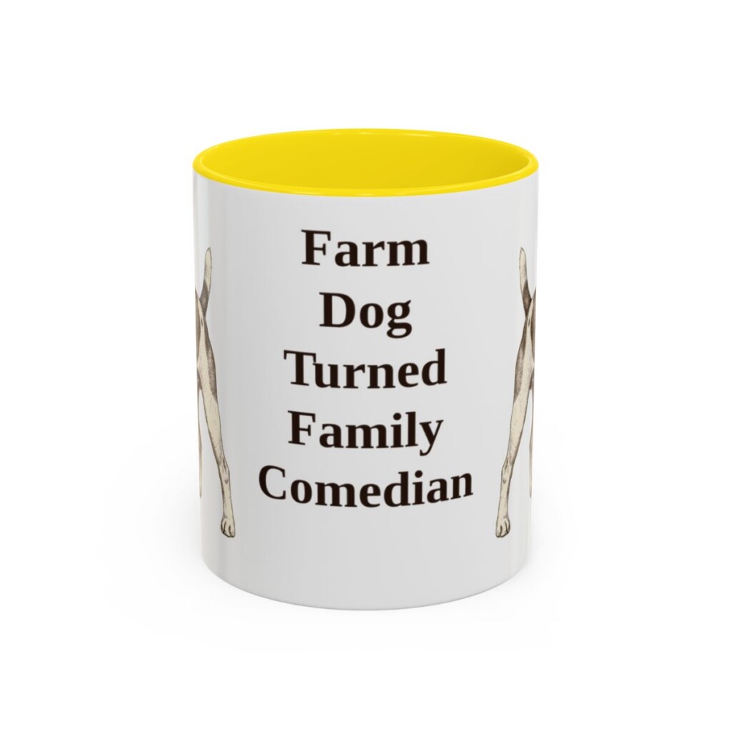 11oz-rat-terrier-mug-humor-yellow 11oz Funny Rat Terrier Mug, Yellow, front view