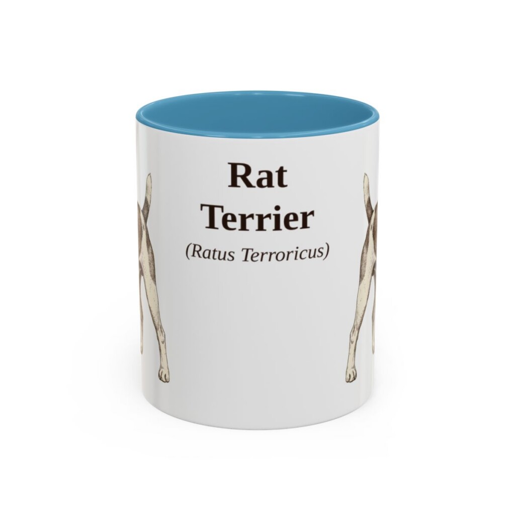 11oz Rat Terrier Latin Mug, Light Blue, front view