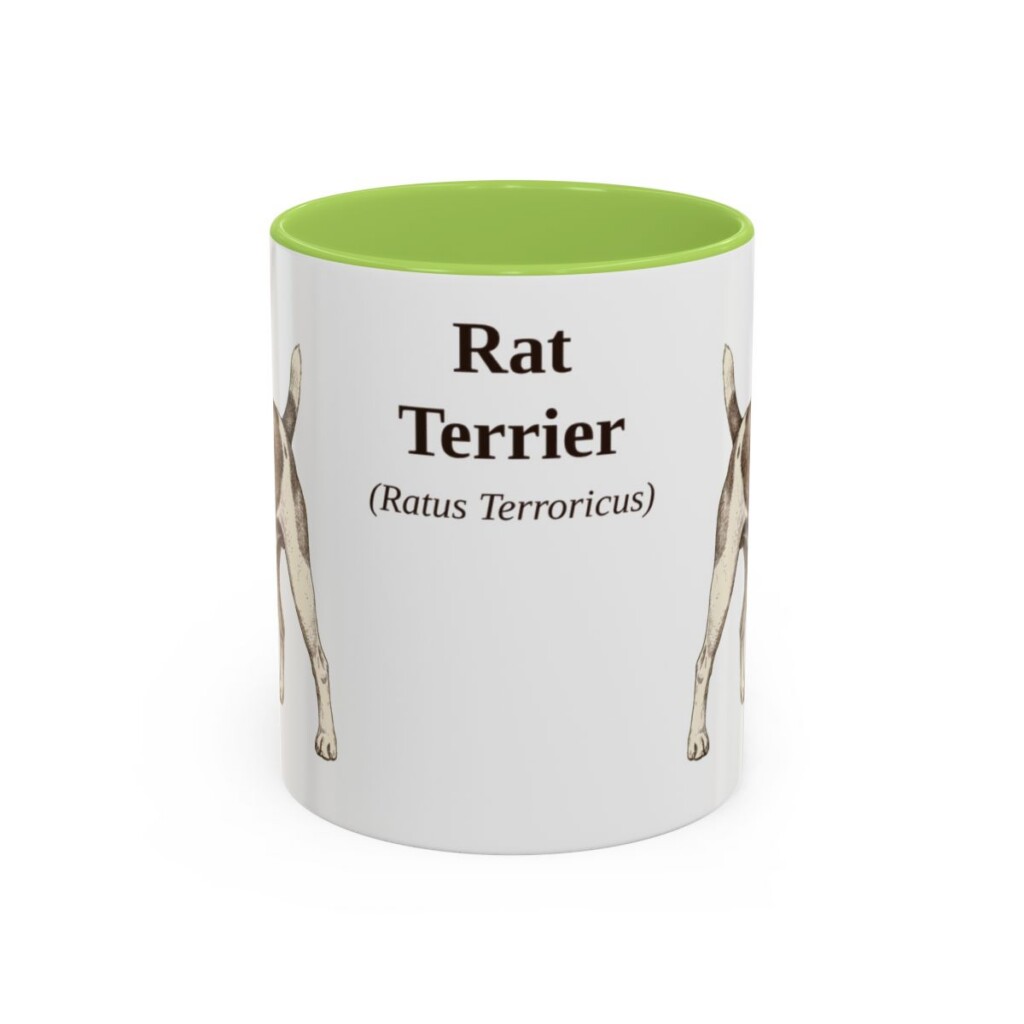11oz Rat Terrier Latin Mug, Light Green, front view
