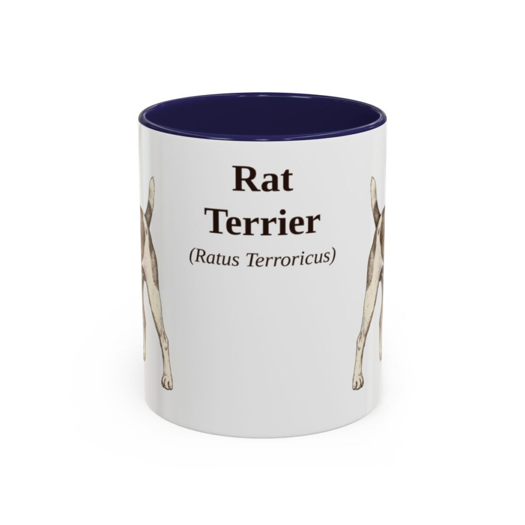 11oz Rat Terrier Latin Mug, Navy, front view