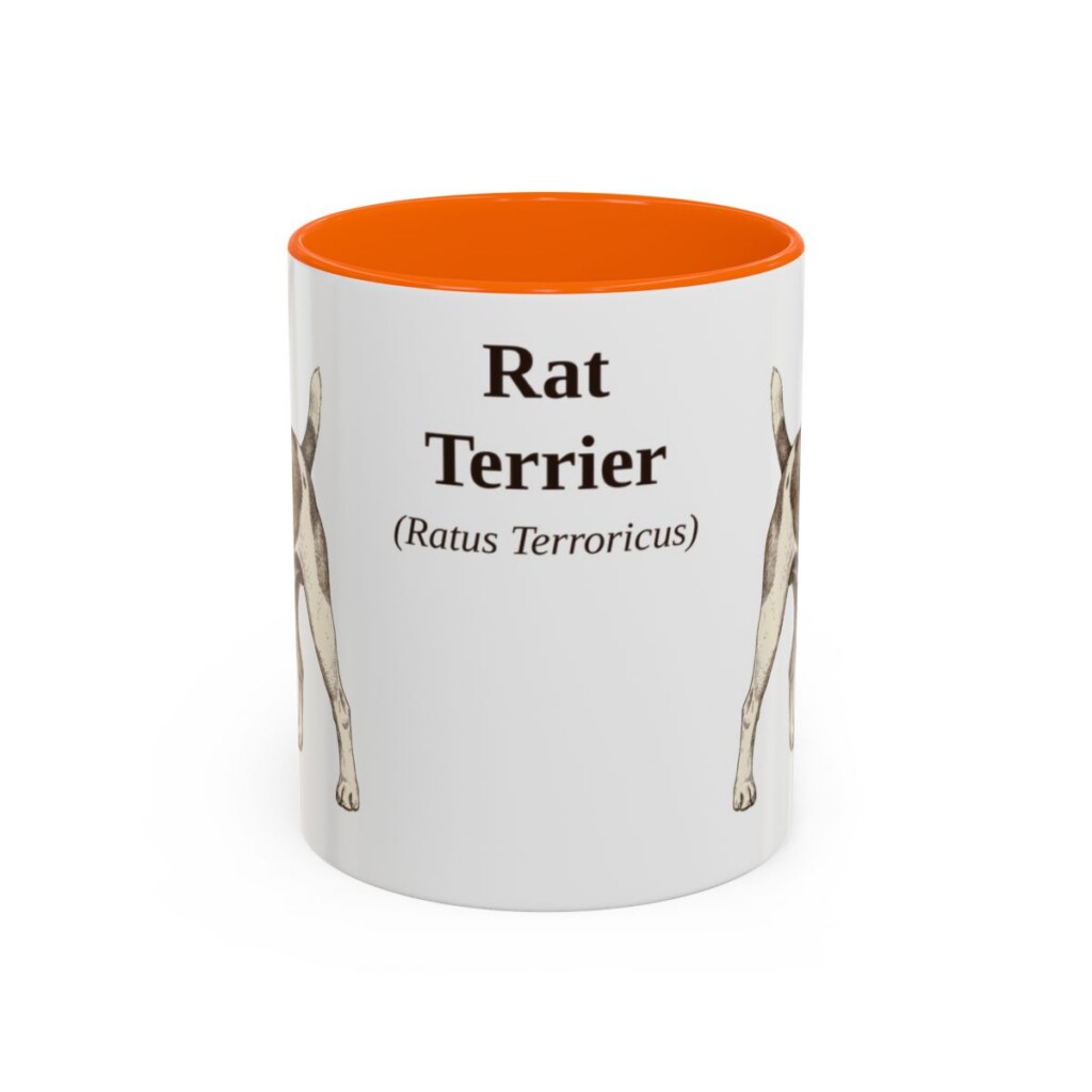 11oz Rat Terrier Latin Mug, Orange, front view