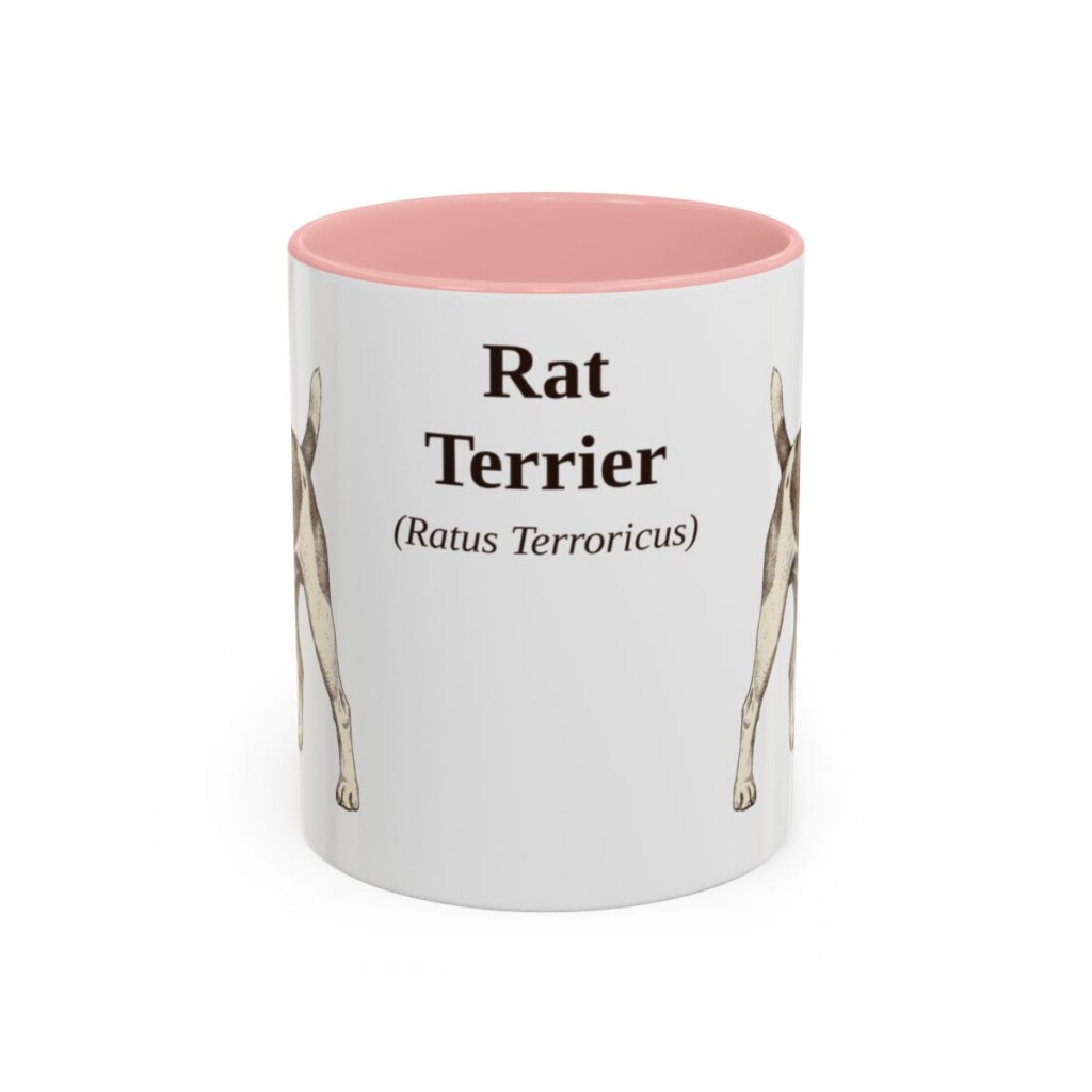 11oz Rat Terrier Latin Mug, Pink, front view