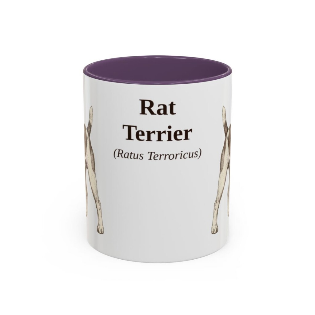 11oz Rat Terrier Latin Mug, Purple, front view