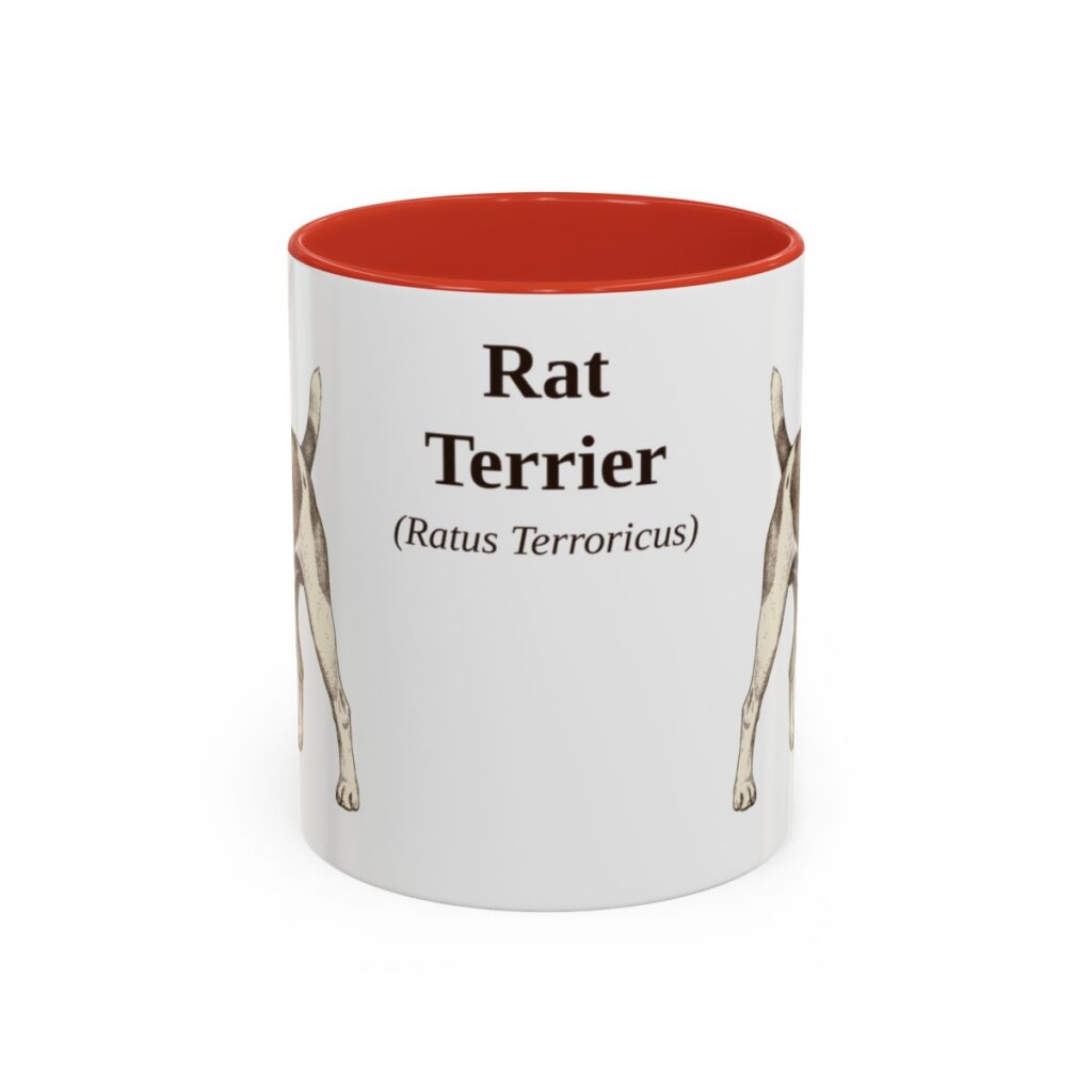 11oz Rat Terrier Latin Mug, Red, front view
