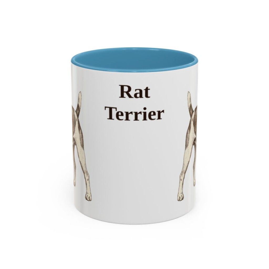 11oz Rat Terrier Mug, Light Blue, front view