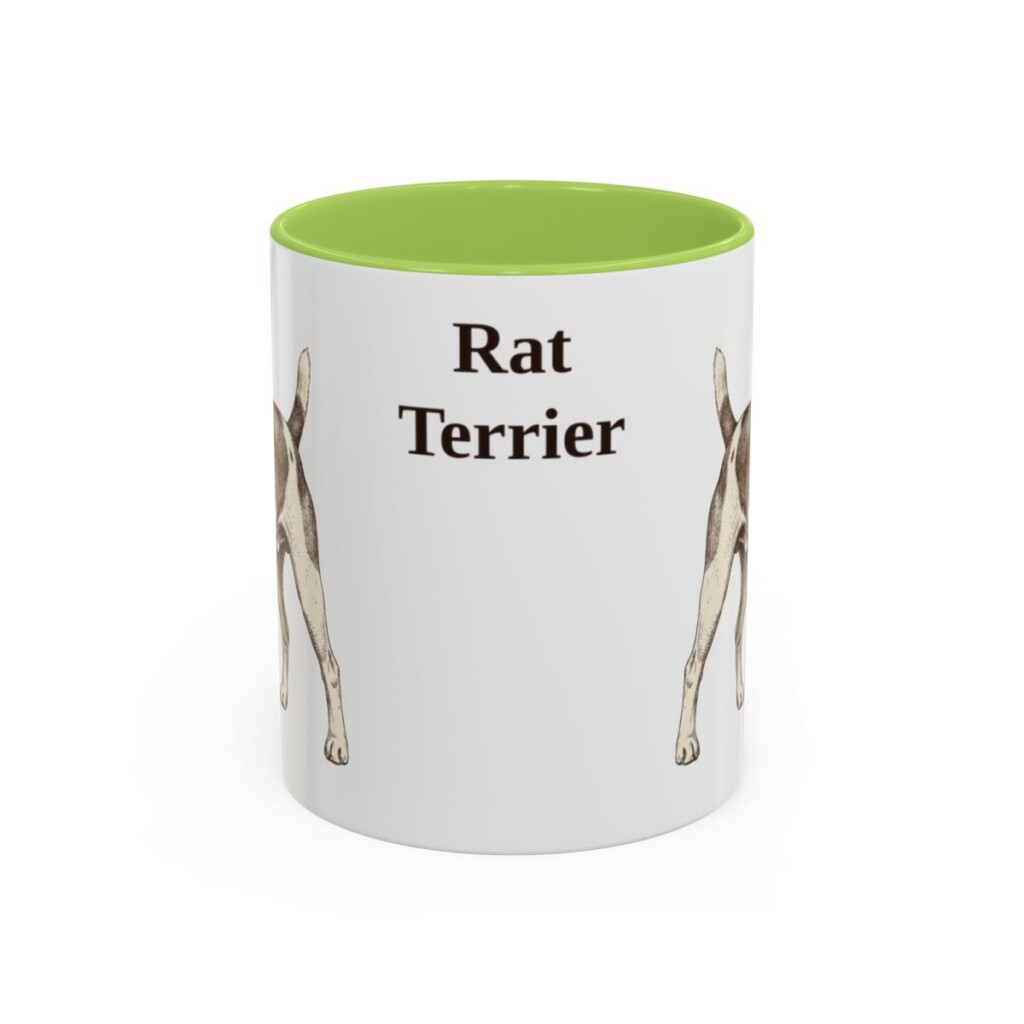 11oz Rat Terrier Mug, Light Green, front view