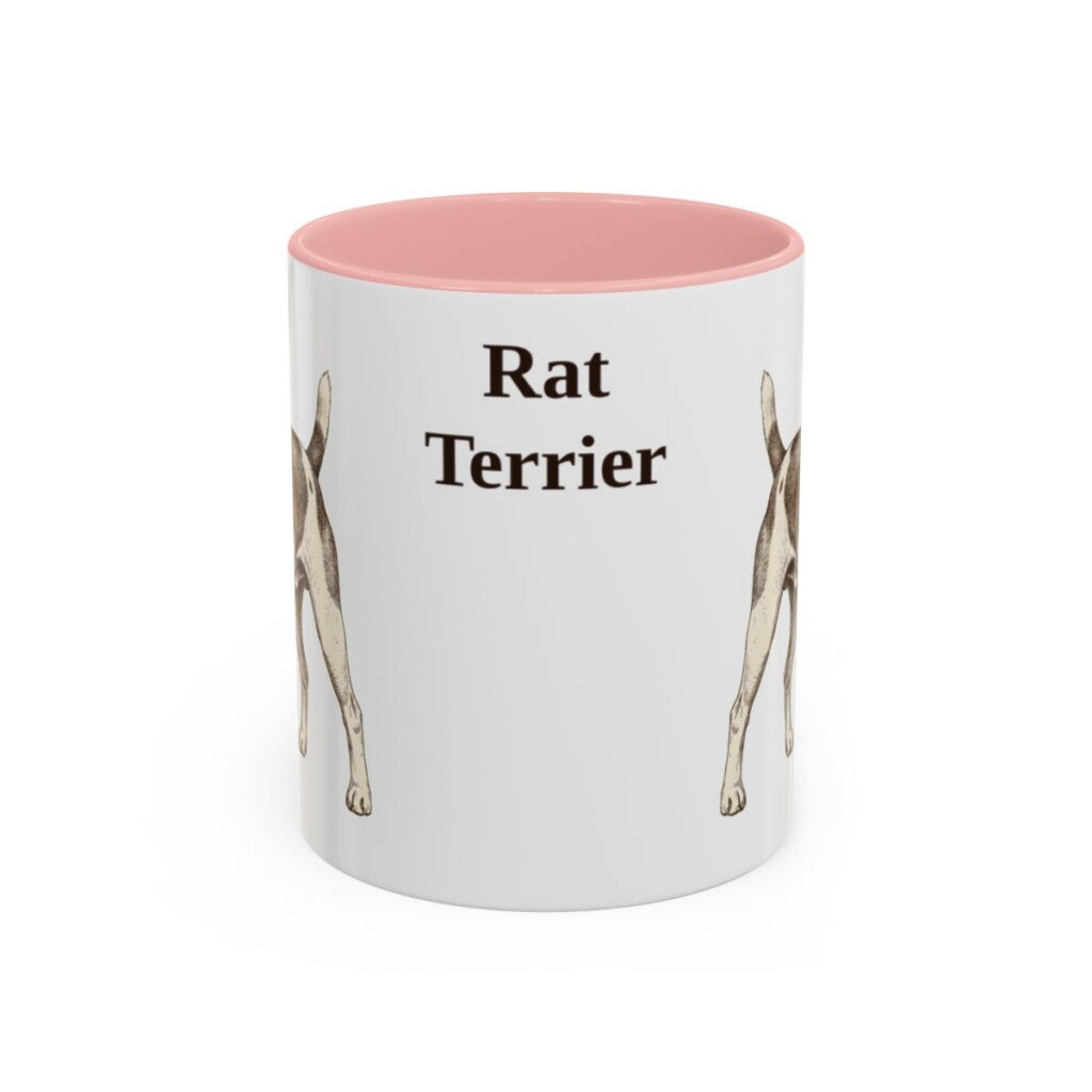 11oz Rat Terrier Mug, Pink, front view