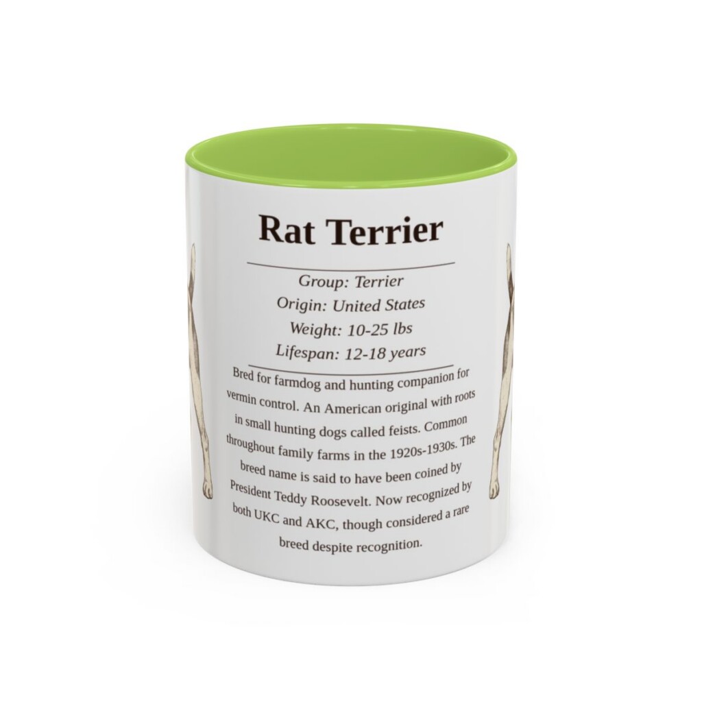 11oz-rat-terrier-mug-writeup-light-green 11oz Rat Terrier Mug, Light Green, front view