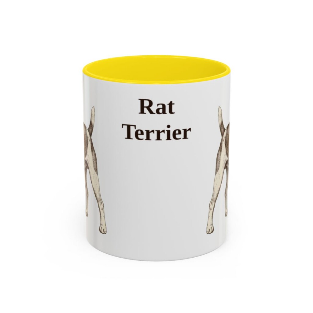 11oz Rat Terrier Mug, Yellow, front view