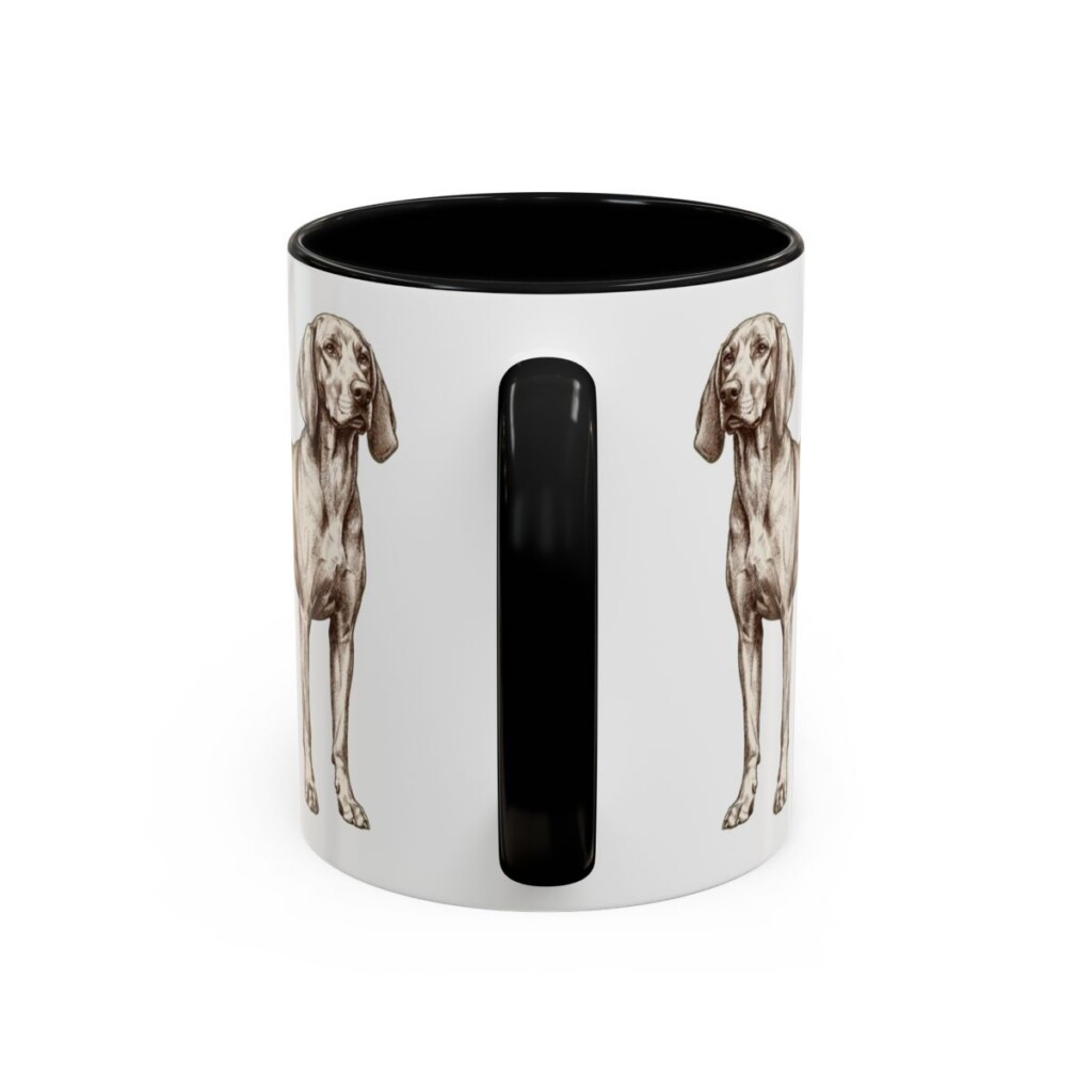 11oz Redbone Coonhound Dog Dad Mug, Black, back view