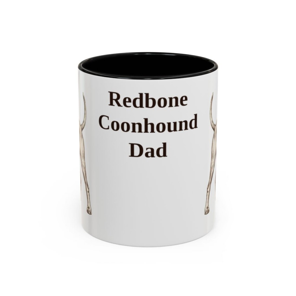 11oz Redbone Coonhound Dog Dad Mug, Black, front view