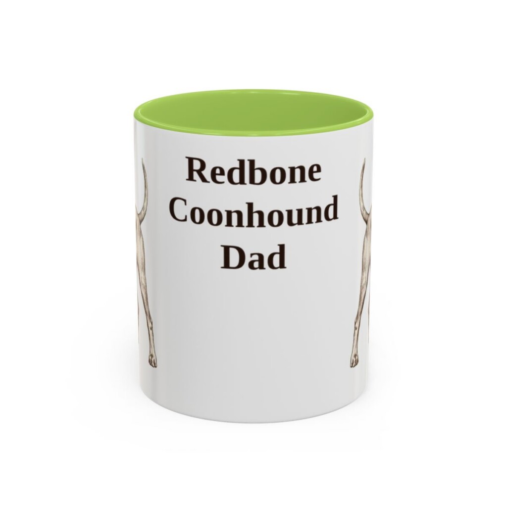11oz Redbone Coonhound Dog Dad Mug, Light Green, front view