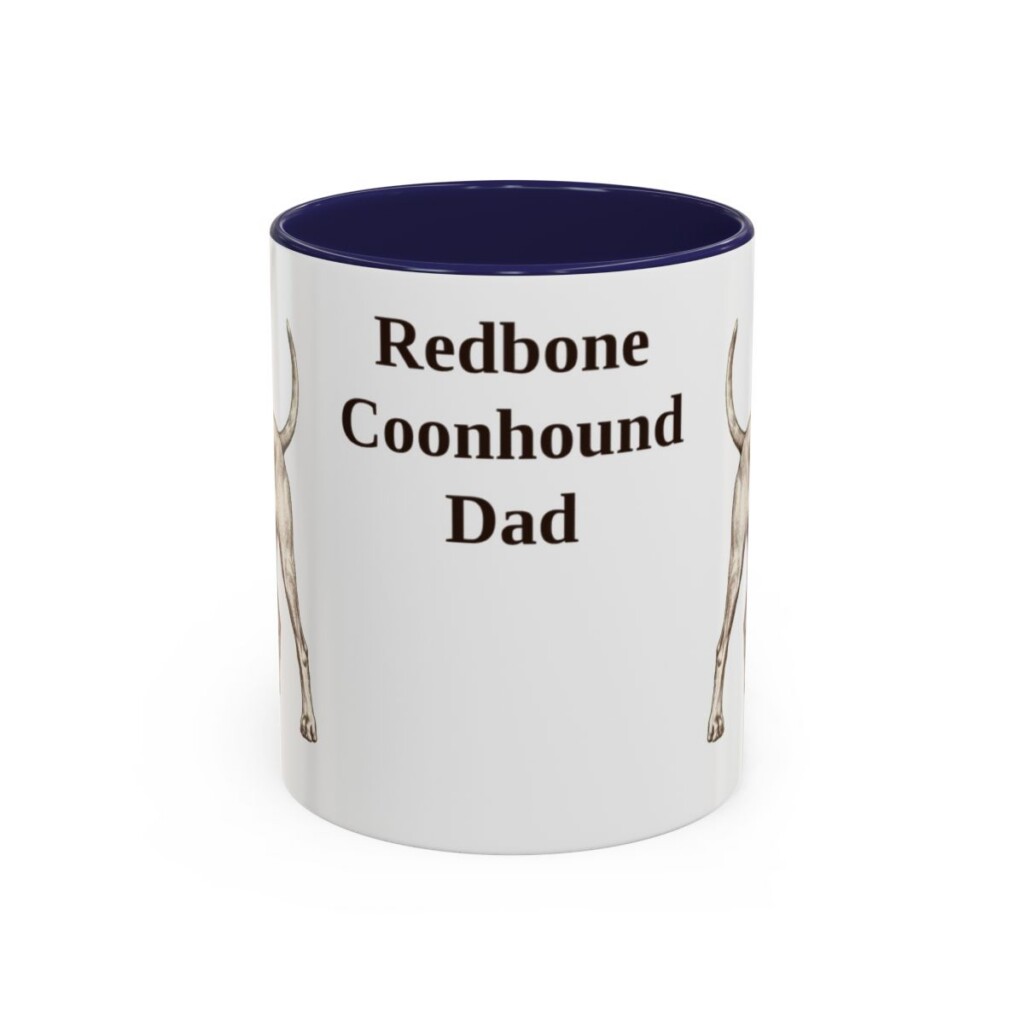 11oz Redbone Coonhound Dog Dad Mug, Navy, front view