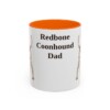 11oz Redbone Coonhound Dog Dad Mug, Orange, front view