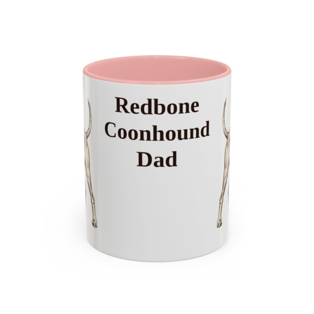 11oz Redbone Coonhound Dog Dad Mug, Pink, front view