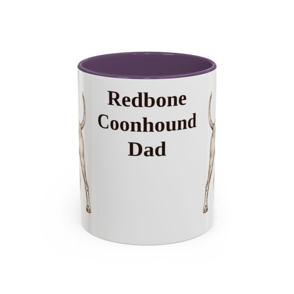 11oz Redbone Coonhound Dog Dad Mug, Purple, front view