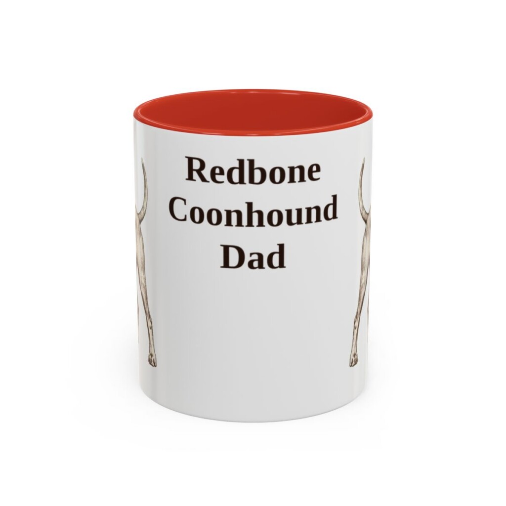 11oz Redbone Coonhound Dog Dad Mug, Red, front view