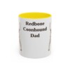 11oz Redbone Coonhound Dog Dad Mug, Yellow, front view