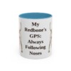 11oz Funny Redbone Coonhound Mug, Light Blue, front view