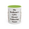 11oz Funny Redbone Coonhound Mug, Light Green, front view