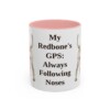 11oz Funny Redbone Coonhound Mug, Pink, front view