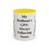 11oz Funny Redbone Coonhound Mug, Yellow, front view