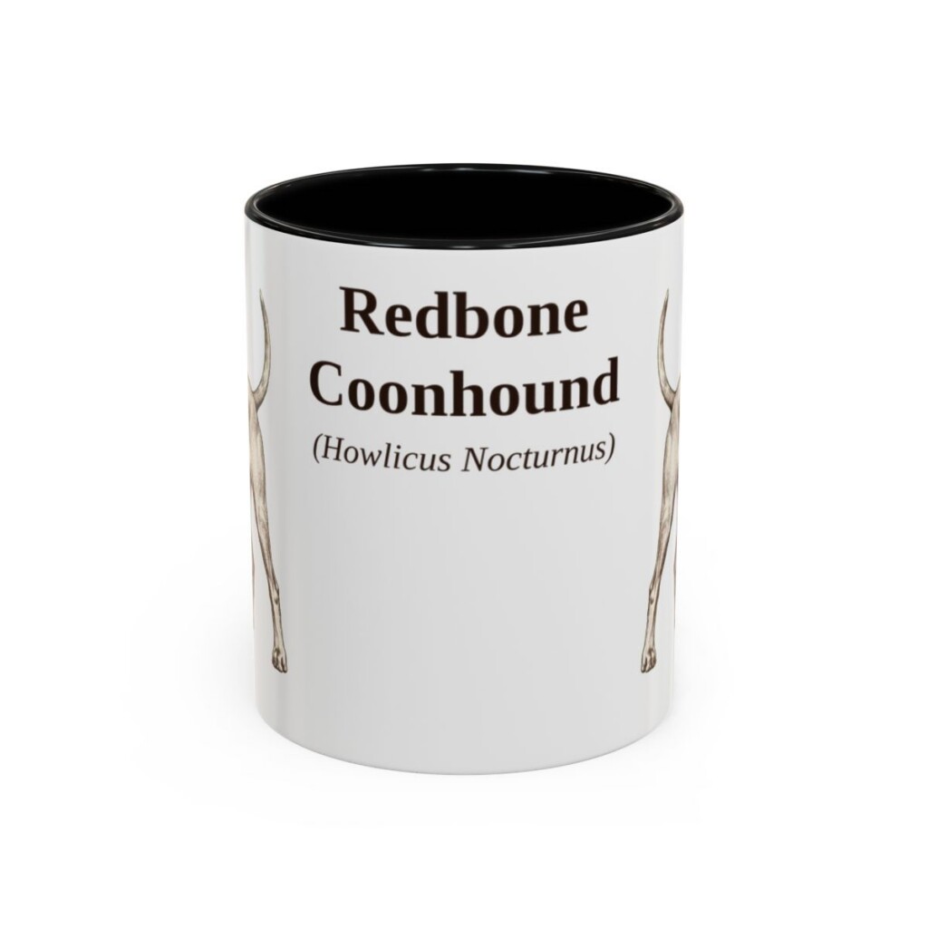11oz Redbone Coonhound Latin Mug, Black, front view