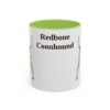 11oz Redbone Coonhound Mug, Light Green, front view