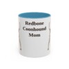 11oz Redbone Coonhound Dog Mom Mug, Light Blue, front view