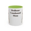 11oz Redbone Coonhound Dog Mom Mug, Light Green, front view