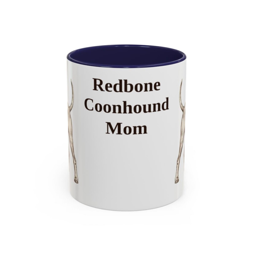 11oz Redbone Coonhound Dog Mom Mug, Navy, front view