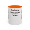 11oz Redbone Coonhound Dog Mom Mug, Orange, front view