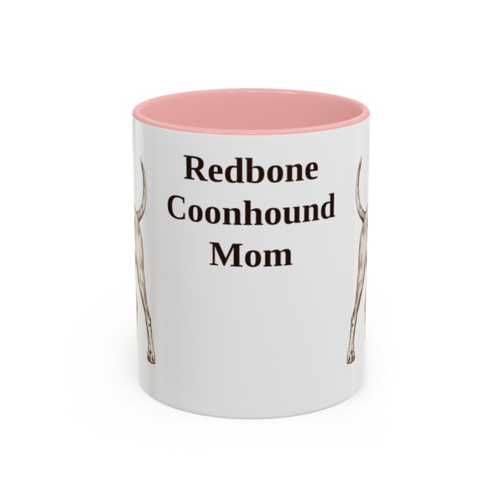 11oz Redbone Coonhound Dog Mom Mug, Pink, front view