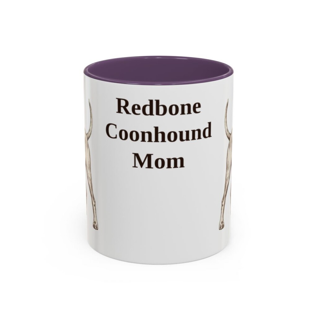 11oz Redbone Coonhound Dog Mom Mug, Purple, front view