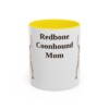 11oz Redbone Coonhound Dog Mom Mug, Yellow, front view