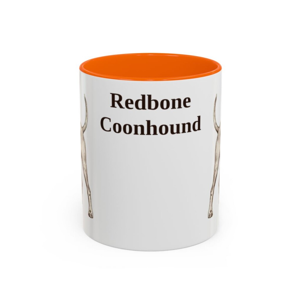 11oz Redbone Coonhound Mug, Orange, front view