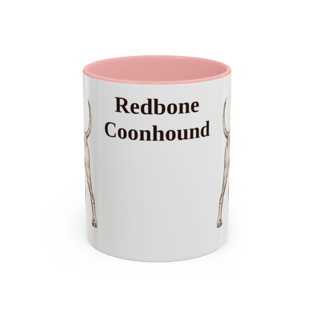 11oz Redbone Coonhound Mug, Pink, front view