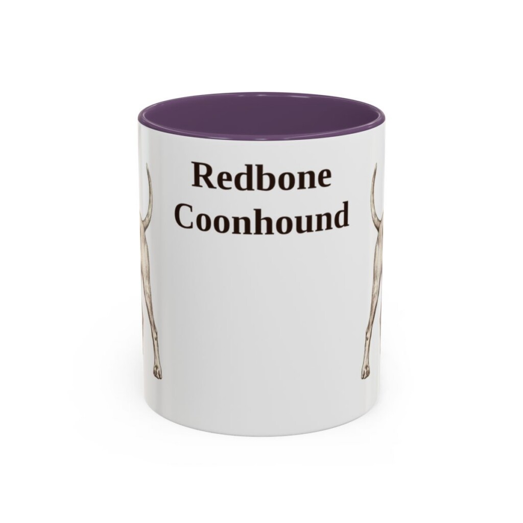 11oz Redbone Coonhound Mug, Purple, front view