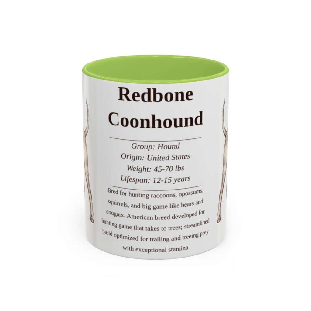 11oz-redbone-coonhound-mug-writeup-light-green 11oz Redbone Coonhound Mug, Light Green, front view