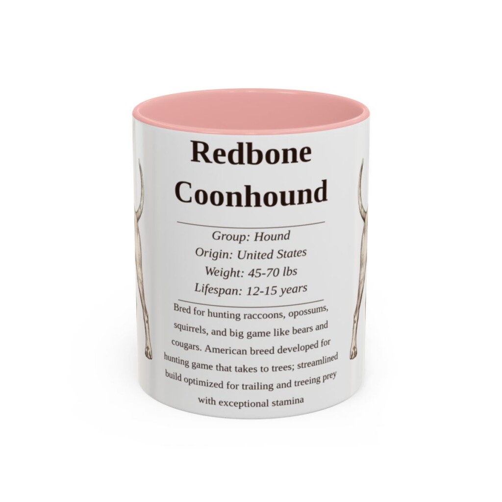 11oz-redbone-coonhound-mug-writeup-pink 11oz Redbone Coonhound Mug, Pink, front view