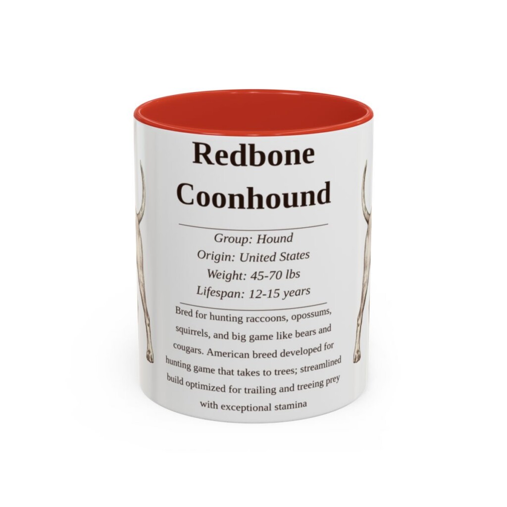 11oz-redbone-coonhound-mug-writeup-red 11oz Redbone Coonhound Mug, Red, front view